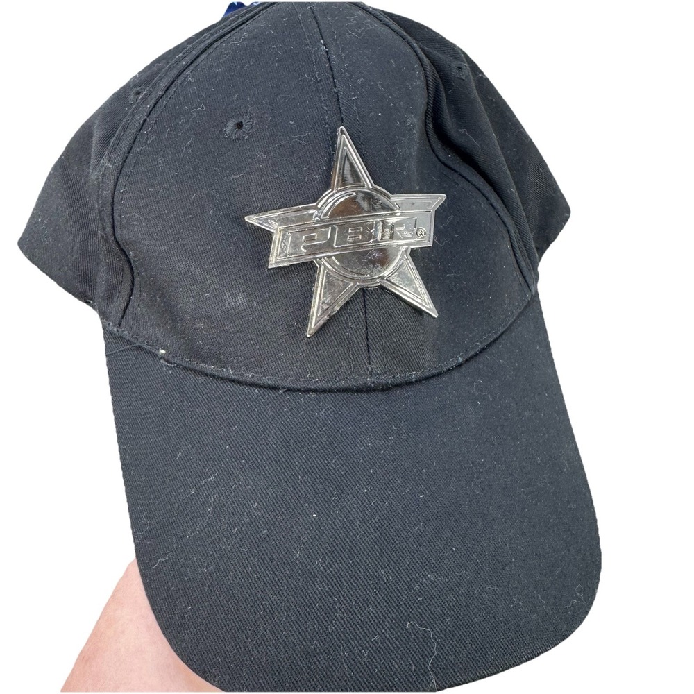 PBR Hat Cap Adjustable Black Silver Star Bull Riders Rodeo Cowboy Ranch Y2K 2007